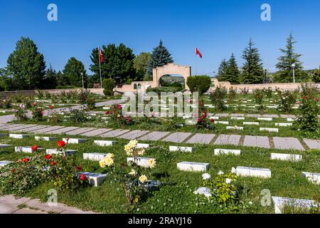 Afyon, Dumlupınar, Türkiye 30 Haziran 2023; Siegesdenkmäler und Friedhof in Dumlupinar. Die Schlacht von Dumlupinar war die letzte Schlacht im griechisch-türkischen Raum Stockfoto