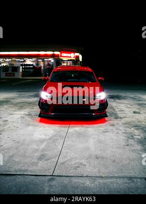Red subaru wrx sti Sportwagen Stockfoto