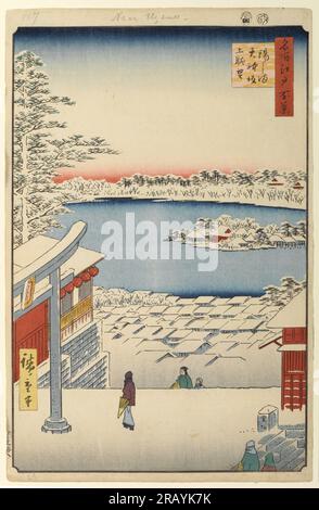 117. Blick vom Hügel auf den Yushima-Tenjin-Schrein 1857 von Hiroshige Stockfoto