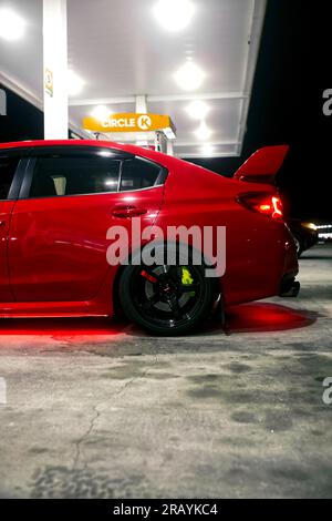 Red subaru wrx sti Sportwagen Stockfoto