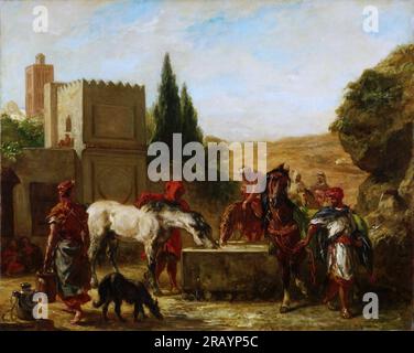 Ferdinand-Victor-Eugène Delacroix, Franzose, 1798-1863 Pferde an einem Brunnen 1862 Stockfoto