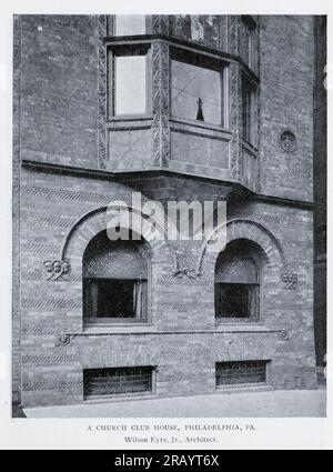 A Church Club House Philadelphia, PA Wilson Eyre, Jr., Architekt aus dem Artikel Architectural Sculpture in America von Russel Sturgis aus dem Engineering Magazine, DAS DEM INDUSTRIELLEN FORTSCHRITT GEWIDMET ist Band X Oktober 1896 NEW YORK The Engineering Magazine Co Stockfoto