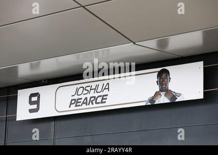 IDRIS Damson Alade-Bo (GBR), Schauspieler, der Joshua Pearce spielt, Fahrer des fiktiven Apex APXGP-Teams im Film F1 von Apple Studios/Bruckheimer Films, Porträt während des Formel 1 Aramco British Grand Prix 2023, 10. Runde der Formel-1-Weltmeisterschaft 2023 von Juli 7 bis 9, 2023 auf dem Silverstone Circuit in Silverstone, Großbritannien Stockfoto