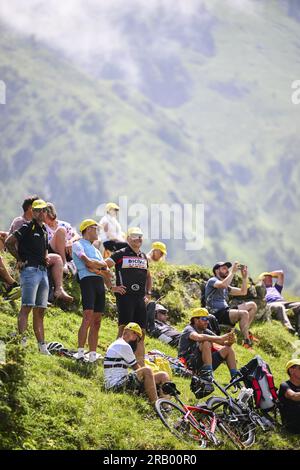 Cauterets Cambasque, Frankreich. 06. Juli 2023. Abbildung zeigt Stufe 6 des Radrennen Tour de France, ein 144 km langes 9-km-Rennen von Tarbes nach Cauterets-Cambasque, Frankreich, Donnerstag, 06. Juli 2023. Die diesjährige Tour de France findet vom 01. Bis 23. Juli 2023 statt. BELGA FOTO JASPER JACOBS Kredit: Belga News Agency/Alamy Live News Stockfoto