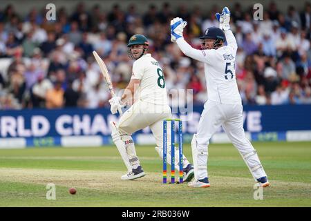 Australiens Mitchell Marsh im Batting am ersten Tag des dritten Ashes-Testspiels in Headingley, Leeds. Foto: Donnerstag, 6. Juli 2023. Stockfoto