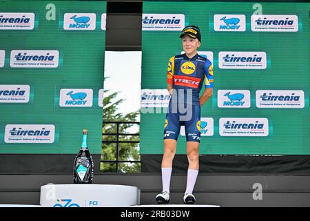 Alassio, Italien. 06. Juli 2023. Alassio, Alassio, Italien, 06. Juli 2023, REALINI Gaia Lidl - 3 klassifiziert während Giro d'Italia Women - Stufe 7 - Albenga-Alassio - Giro d'Italia Credit: Live Media Publishing Group/Alamy Live News Stockfoto