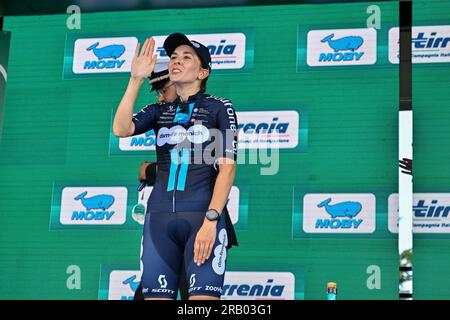 Alassio, Italien. 06. Juli 2023. Juliette Labous - Team DSMâ&#x80;&#X93;Firmenich - 2^ klassifiziert während Giro d'Italia Women - Stage 7 - Albenga-Alassio, Giro d'Italia in Alassio, Italien, Juli 07 2023 Kredit: Unabhängige Fotoagentur/Alamy Live News Stockfoto