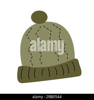 Grüne Strickmütze auf weißem Hintergrund Vektordarstellung Stock Vektor