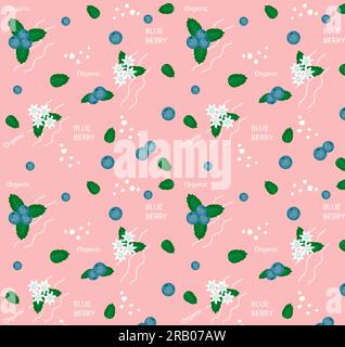 Nahtloses Sommermuster Blaubeeren auf pinkfarbenem Hintergrund. EPS10 Stock Vektor