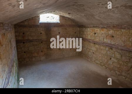 Torreaguila Roman Villa Resives, Barbano, Badajoz, Spanien. Unterirdischer Sommerraum Stockfoto