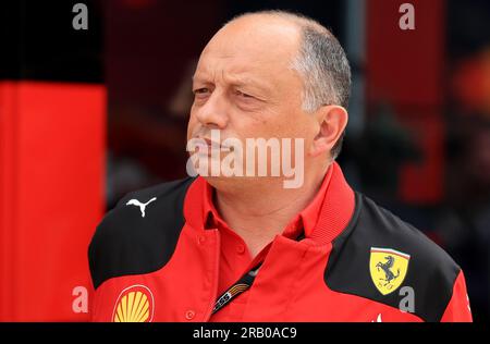 Silverstone, England. 06.07.23. Ferrari-Teamleiter Frederic Vasseur auf Koppel-Tag vor dem Großen Preis 2023. Kredit: Bradley Collyer/Alamy Live News Stockfoto