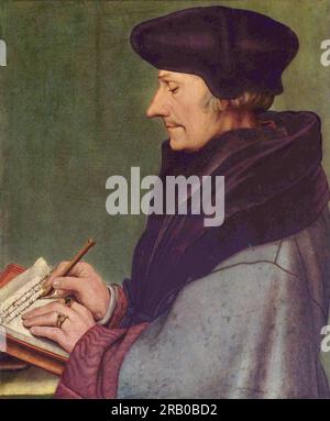 Porträt von Erasmus von Rotterdam 1523; Deutschland von Hans Holbein dem Jüngeren Stockfoto