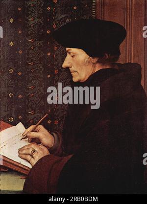 Porträt von Desiderius Erasmus 1523; Deutschland von Hans Holbein dem Jüngeren Stockfoto