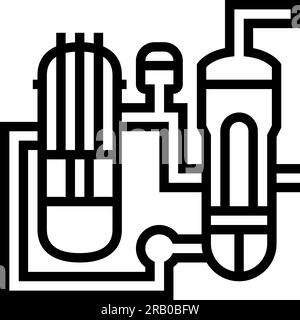 Vektordarstellung des Symbols der Kernenergielinie des Druckwasserreaktors Stock Vektor