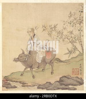 Lao-Tzu reitet einen Ochsen von Chen Hongshou Stockfoto