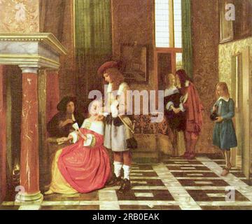 The Card Players 1664 von Pieter de Hooch Stockfoto