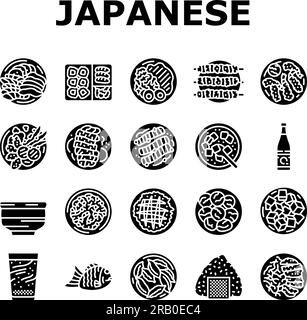 Japanische Speisen asiatische Essenssymbole setzen den Vektor Stock Vektor