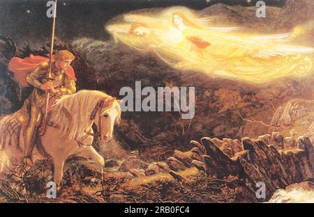 Sir Galahad - die Suche nach dem Heiligen Gral 1870 von Arthur Hughes Stockfoto