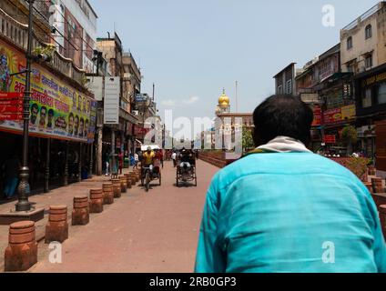 Rikscha-Fahrer in Alt-Delhi, Delhi, Neu-Delhi, Indien Stockfoto