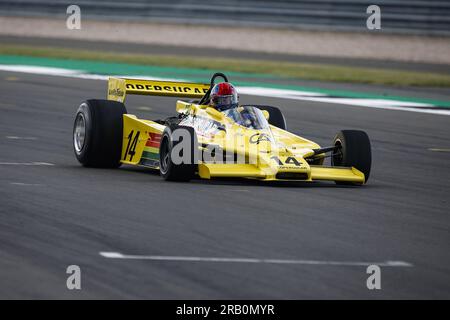 F1 Copersucar Fittipaldi F5A während des Formel-1-Grand Prix 2023 in Aramco, 10. Runde der Formel-1-Weltmeisterschaft 2023 vom 7. Bis 9. Juli 2023 auf der Silverstone Circuit in Silverstone, Großbritannien Stockfoto