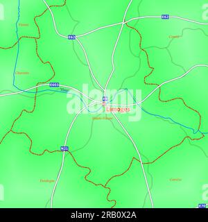 Stadtplan von Limoges in Frankreich Stockfoto