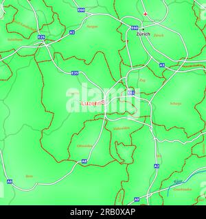 Karte der Stadt Luzern in der Schweiz Stockfoto