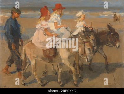 Esel reitet entlang des Strandes 1901 von Isaac Israels Stockfoto