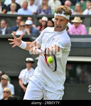 London, Gbr. 06. Juli 2023. London Wimbledon Championships Day 4 05//07/2023 Liam Broady (GBR) gewinnt die zweite Runde des Spiels: Roger Parker/Alamy Live News Stockfoto