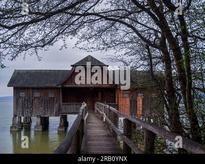 Bootshaus in Stegen am Ammersee. Stockfoto