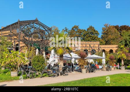 Café im Botanischen Garten, Schlossgarten, Karlsruhe, Baden-Württemberg, Deutschland Stockfoto