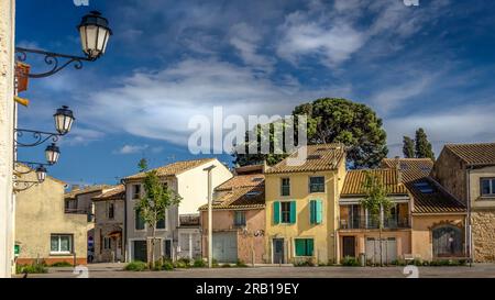 Place Joseph Aubin Fabre in Peyriac de Mer. Stockfoto