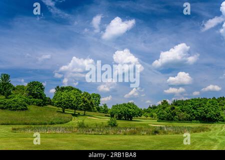 Deutschland, Bayern, Tölzer Land, Wolfratshausen, Golfanlage Bergkramerhof Stockfoto