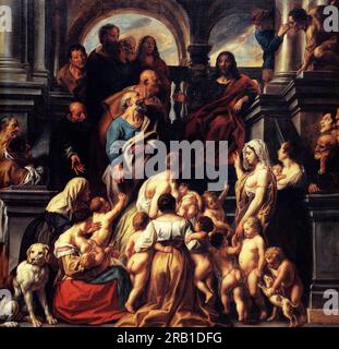 Leide die kleinen Kinder 1655 von Jacob Jordaens Stockfoto