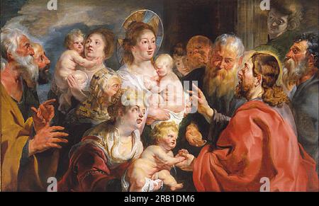 Lass die kleinen Kinder zu mir kommen 1616 von Jacob Jordaens Stockfoto