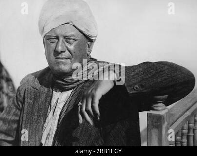 England: 1925 Ein Porträt des Okkultisten, Autors und Magiers Aleister Crowley. Stockfoto