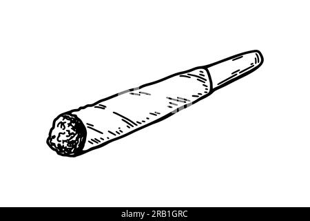 Cannabis-Joint. Handgezeichnete Vektordarstellung im Skizzenstil. Marihuana-Spliff Stock Vektor