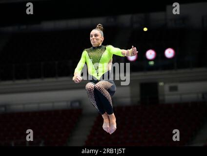 Pauline SCHAEFER-BETZ (Schäfer-Betz) (KTV Chemnitz) Action, Jump, Gymnastik für alle Frauen am 6. Juli 2023 in Düsseldorf. Das Finale 2023 Rhein-Ruhr von 06,07 bis 09.07.2023 Stockfoto