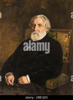 Iwan Sergejewitsch Turgenev (1818-1883) Russischer Schriftsteller, Gemälde von Ilja Repin Stockfoto
