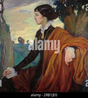 Anna Andrejewna Gorenko (1889-1966), Anna Akhmatova, bedeutende Dichter des 20. Jahrhunderts. Porträt von Anna Akhmatova, 1914, Gemälde von Olga della-Vos-Kardowskaja Stockfoto