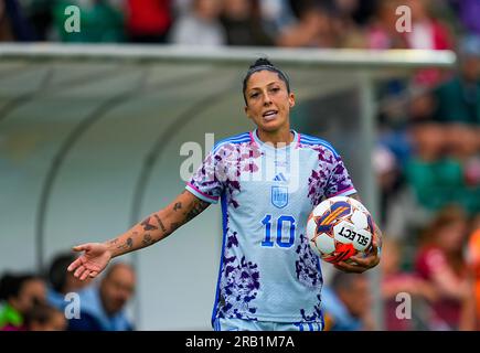 Gladsaxe Stadium, Kopenhagen, Dänemark. 05. Juli 2023. Jenni Hermoso (Spanien) Gesten während eines UEFA Women Friendly Game, Dänemark gegen Spanien, im Gladsaxe Stadium, Kopenhagen, Dänemark. Kim Price/CSM/Alamy Live News Stockfoto