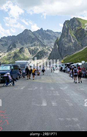 Col du Tourmalet, Frankreich, 6. Juli 2023, Allgemeiner Überblick über den Col du Tourmalet Stadium 6, 145km, Tarbes an Cauterets Cambasque während der 110. Auflage der Tour de France Kredit: Nick Phipps/Alamy Live News Stockfoto