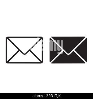 Weiße und schwarze geschlossene Umschläge auf weißem Hintergrund mit Kopierbereich Stock Vektor