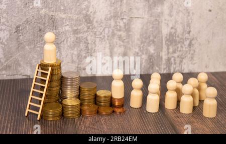 Konzeptgeschäft zwischen Reichen und Armen. Stockfoto