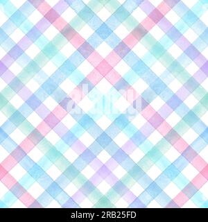 Wasserfarbenes, nahtloses Karomuster mit Streifenmuster. Mehrfarbige Pastellfarben gestreifter Hintergrund. Handgezeichnete, wasserfarbene Streifenstruktur. Für Textilbezug drucken Stockfoto