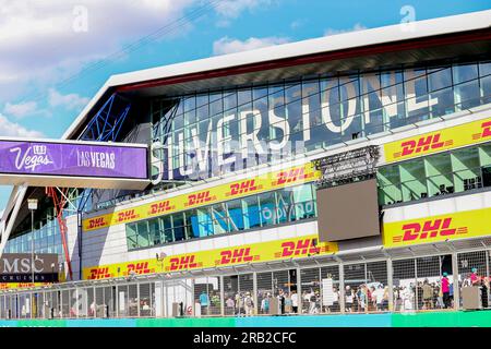 Silverstone, Großbritannien am 6. Juli 2023 Silverstone View Las Vegas Beschilderung während des FORMEL 1 ARAMCO BRITISH GRAND PRIX 2023 am Silverstone Circuit, Silverstone, Großbritannien am 6. Juli 2023 Stockfoto