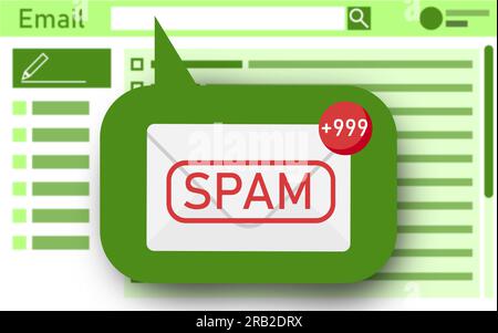 Abbildung: Benutzeroberfläche der E-Mail-App mit Spam-Warnmeldung Stockfoto