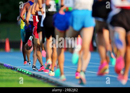 Fukagawa im Fukagawa City Athletic Stadium, Hokkaido, Japan. 5. Juli 2023. Wave Light/Allgemeine Ansicht Leichtathletik : Hokuren Distance Challenge 2023 in Fukagawa im Fukagawa City Athletic Stadium, Hokkaido, Japan . Kredit: Naoki Nishimura/AFLO SPORT/Alamy Live News Stockfoto