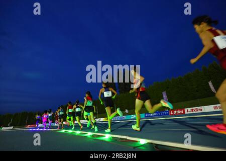 Fukagawa im Fukagawa City Athletic Stadium, Hokkaido, Japan. 5. Juli 2023. Wave Light/Allgemeine Ansicht Leichtathletik : Hokuren Distance Challenge 2023 in Fukagawa im Fukagawa City Athletic Stadium, Hokkaido, Japan . Kredit: Naoki Nishimura/AFLO SPORT/Alamy Live News Stockfoto