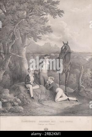 Erzherzogin Franz Joseph, Ferdinand Max und Carl Ludwig 1844 von Josef Kriehuber Stockfoto