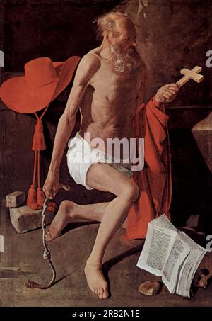 Buße für St. Jerome, auch St. Jerome mit Kardinalhut 1650 von Georges de la Tour Stockfoto